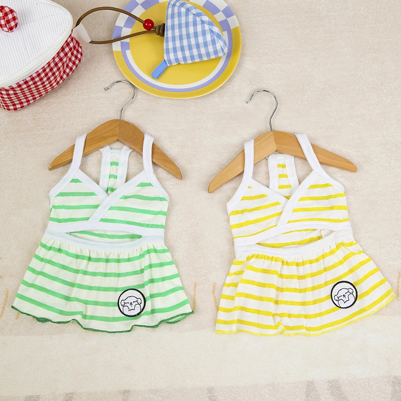 Primavera Estate Strisce sottili Bikini Vestiti per cani e gatti Vestito per cuccioli Abbigliamento a fionda per cani di piccola taglia media Gonna per gattini Forniture per animali domestici