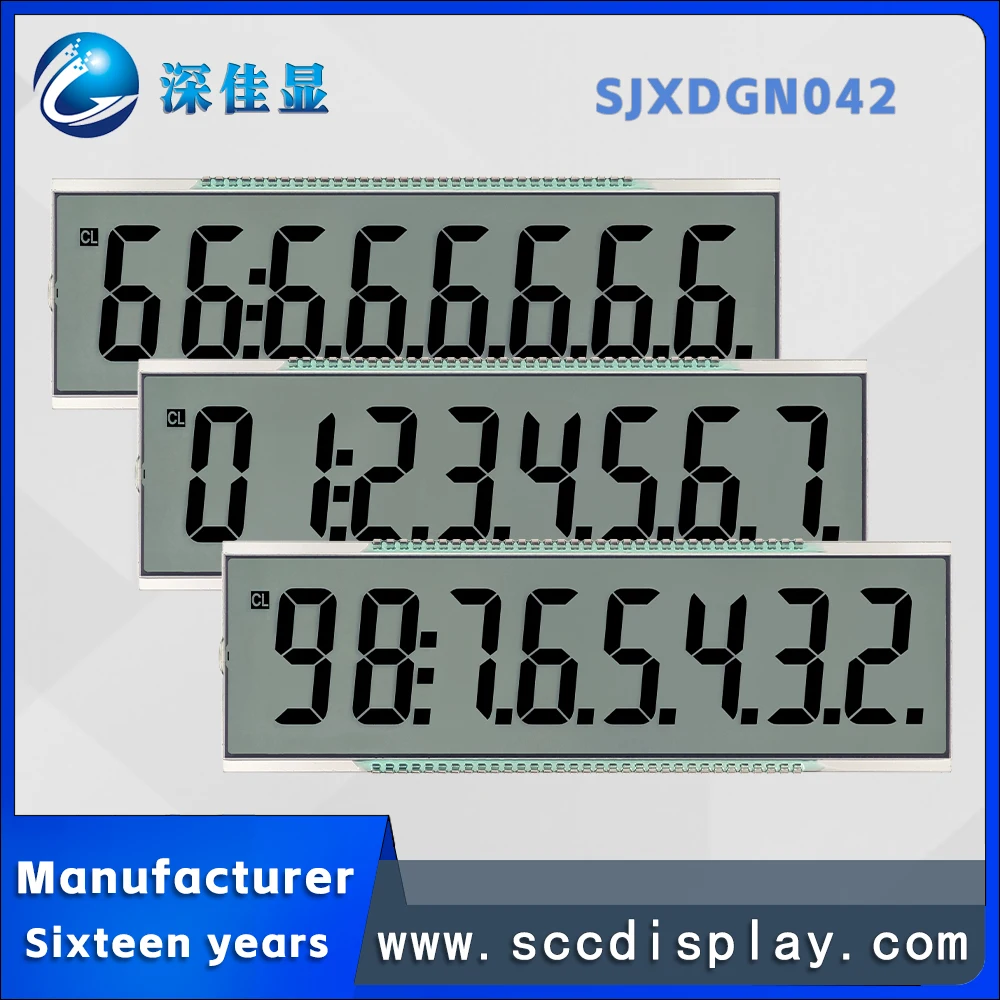 Customize LCD Segment Display SJXDGN042 HTN positive eight-digit number Low Energy Static Segment Code Screen With decimal point