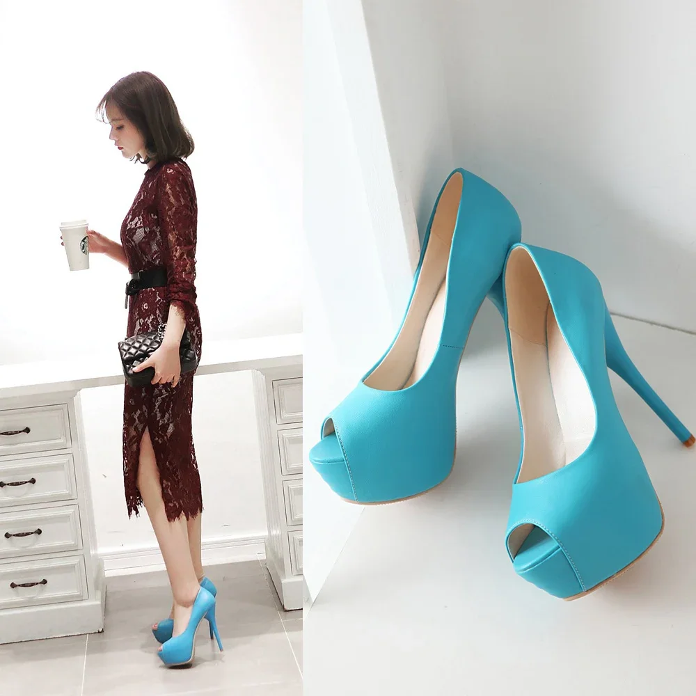 Summer Peep Toe Women Platform Pumps High Heels Sandals Yellow Green Beige Wedding Office Club Dress Ladies Thin Stiletto Shoes