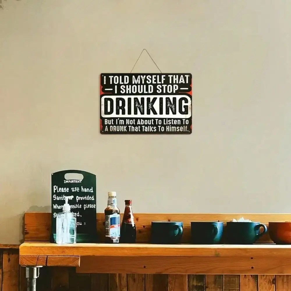 علامة شريط معدنية عتيقة "يتوقف عن الشرب" - ديكور قصدير مضحك بطابع كحولي للمناطق الترفيهية، هدية روح الدعابة #6