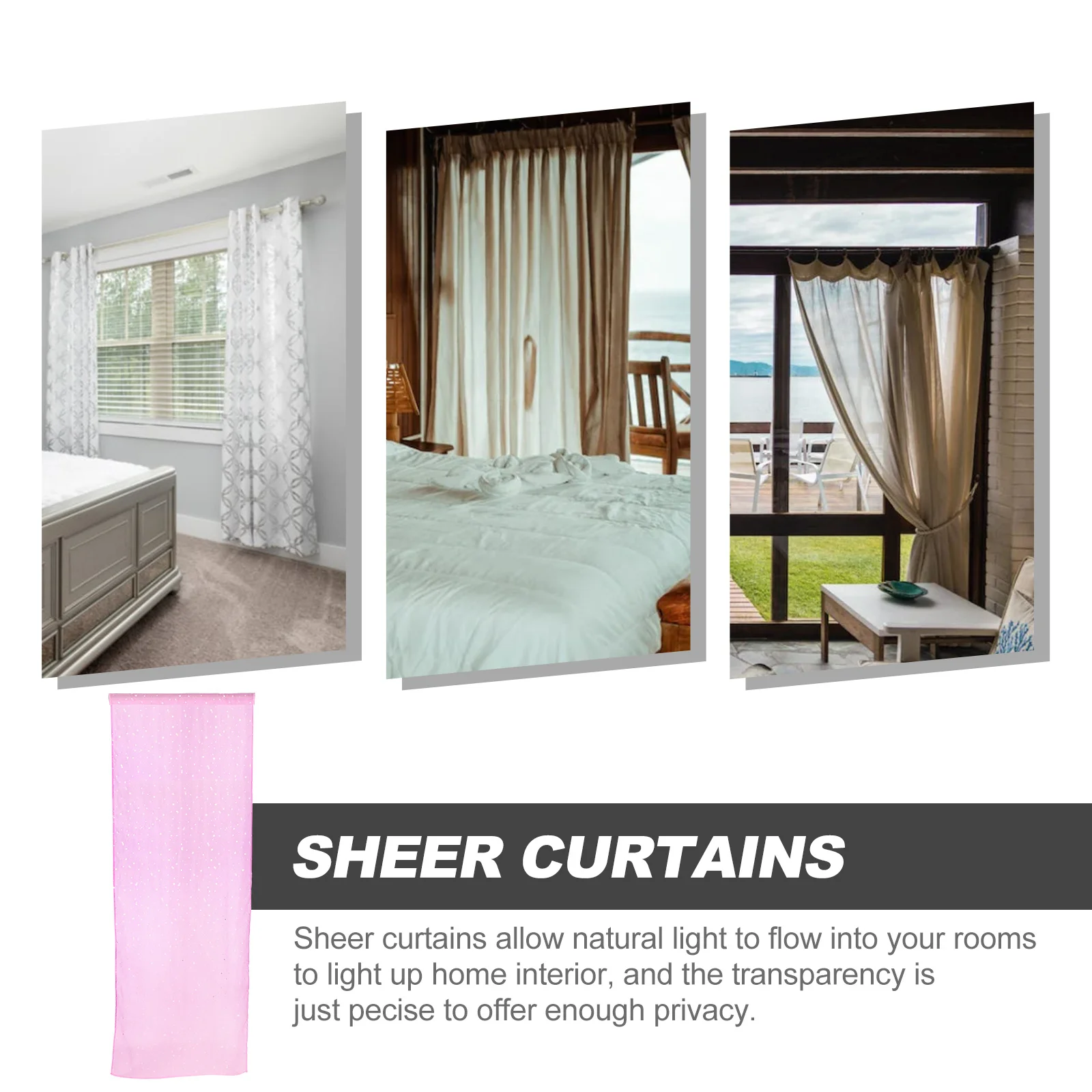 

Pink Transparent Sheer Curtains Silver Star Foil Window Treatment Voile Panel Romantic Star Curtains for Bedroom Window