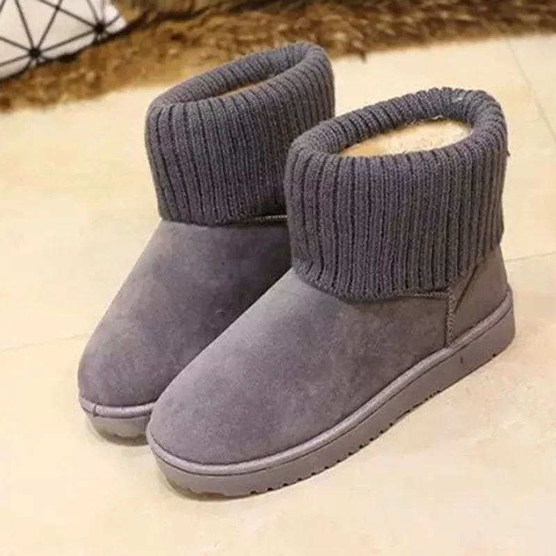 Fashion Classic Quality Winter Women's Shoes Knitting Woolen Edge Woman Snow Boots Female Ankle Boots Warm Cotton Shoes WSH4997