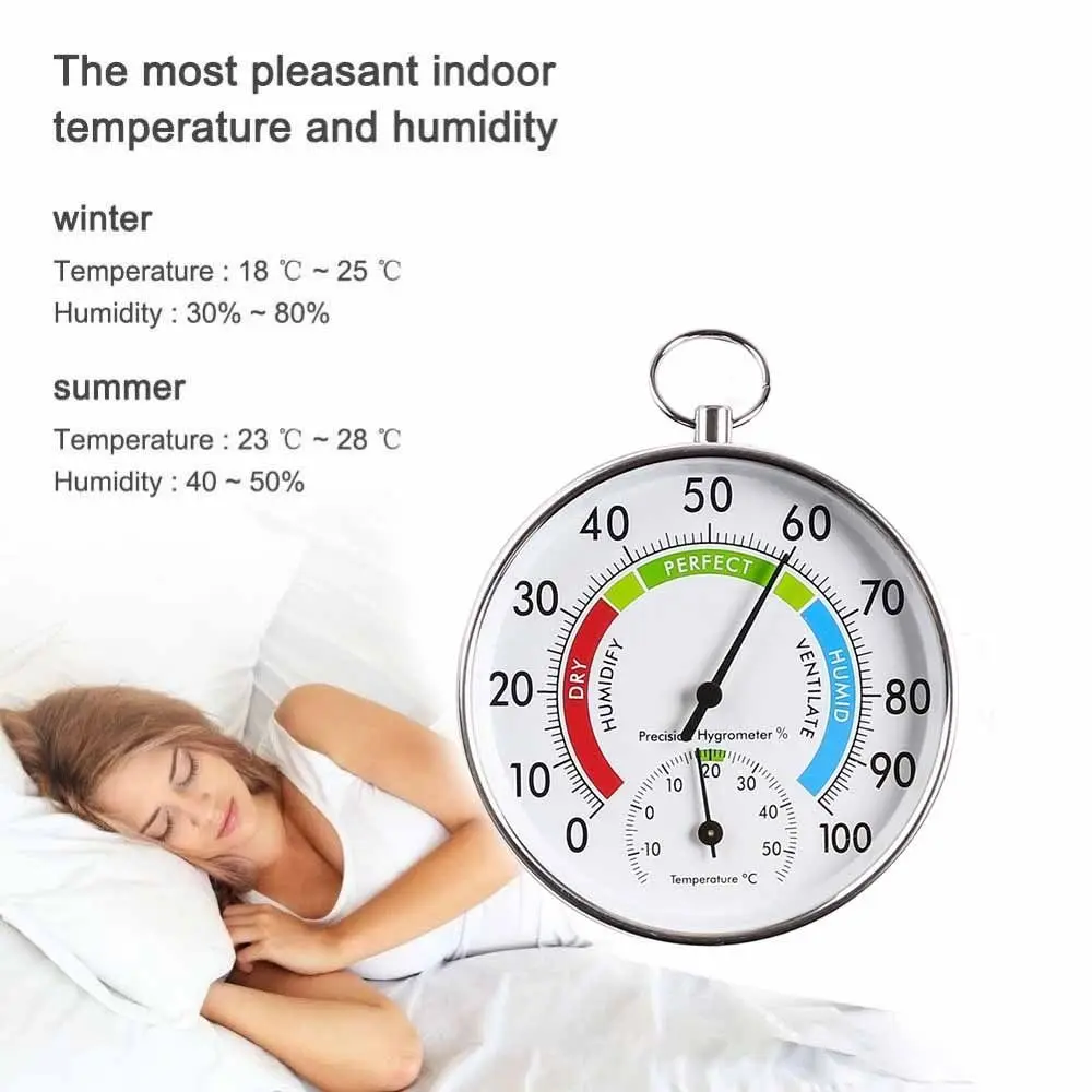 

2 in 1 Wall Thermometer Hygrometer Decorative Style Analog Display Analog Thermo-hygrometer -10~50℃ Wall-mounted Sensor