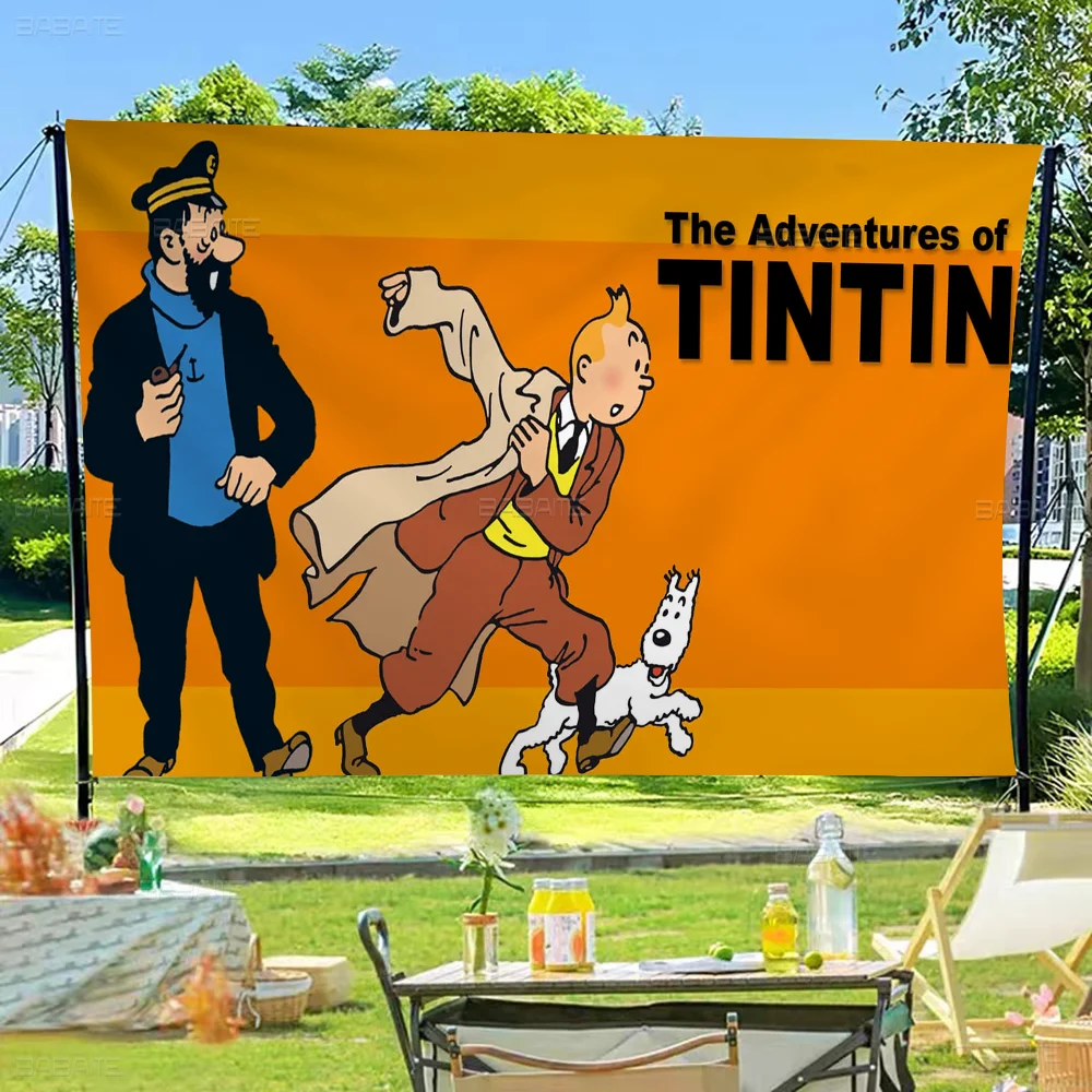 Tintins Adventures Printed Large Flag Art Science Fiction Room Home Decor Decor Banner