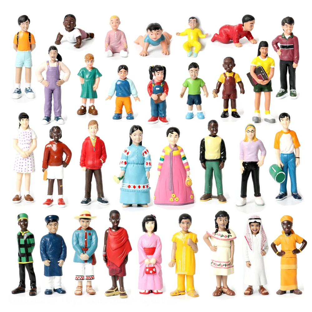 People Figures,japan,Korea,India,Arab doll,Children figurines,Boy and girl models,Action Figure,Kids Gifts,Family Constellations