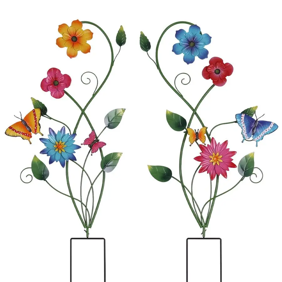 

Декор для сада на открытом воздухе, 2 шт., 37 металлических садовых колышков в форме бабочек, весенний декор для стен, красочный дизайн и цветы, придающие индивидуальность.