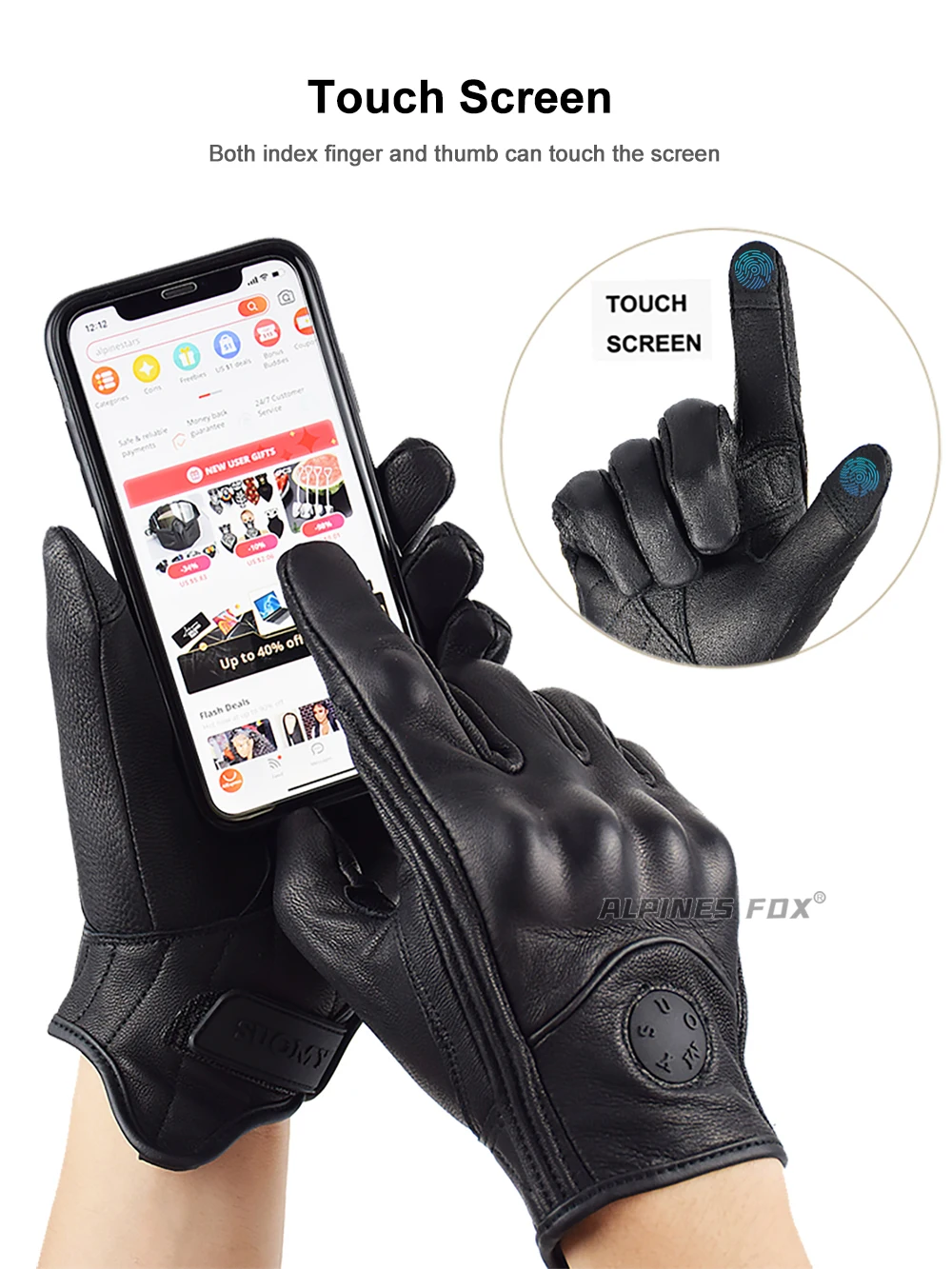 SUOMY Retro Leder Motorrad Handschuhe Männer Frauen Vinage Ziegenleder Motocross Handschuh Voll Finger Motorrad Vintage Biker Guantes Moto – Detail 8