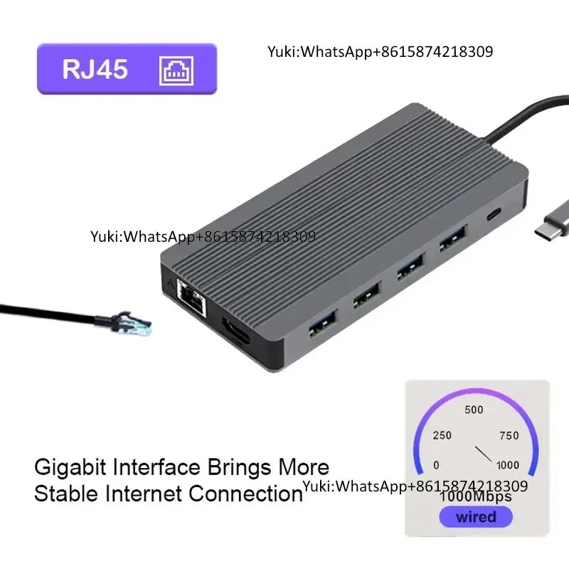 Good Quality Type C Hub 12 in 1 Multifunction Type C PD Display Port Ethernet USB Power Adapter Docking Station Charger