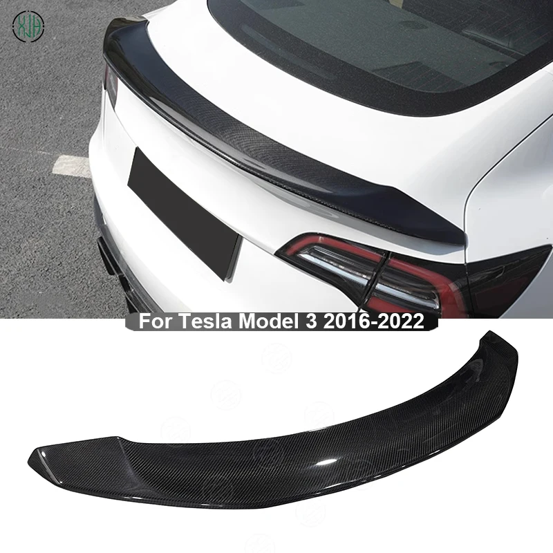 For Tesla Model 3 2016-2022 Carbon Fiber Car Rear Trunk Spoiler Rear Wing Tail Wing Parts Upgrade Body kit