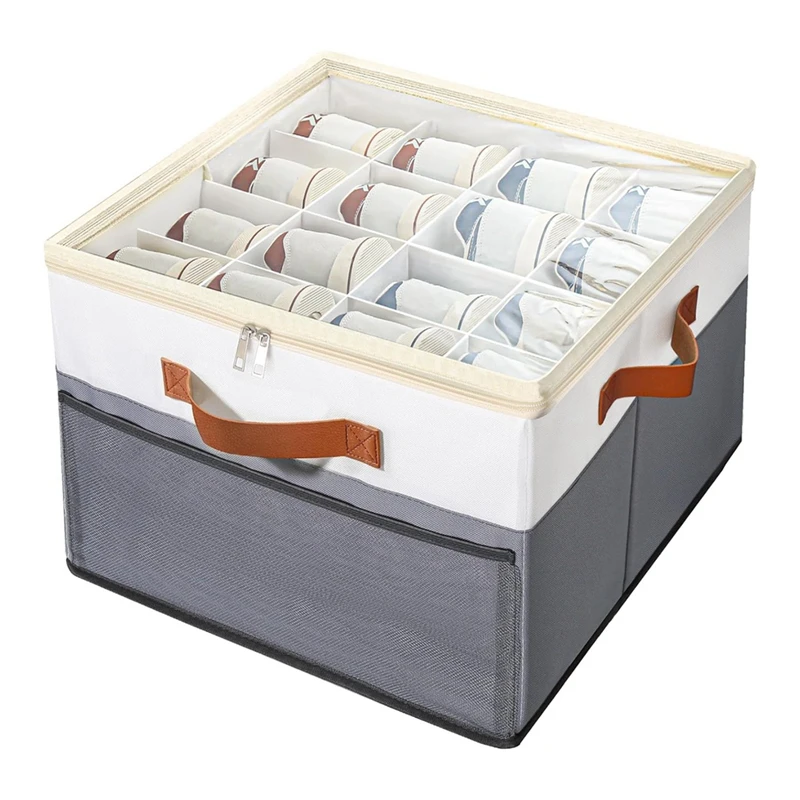 Shoe Storage Organizer, Shoe Organizer For Closet With Adjustable Dividers, Fits 16 Pairs, Shoes Storage Box