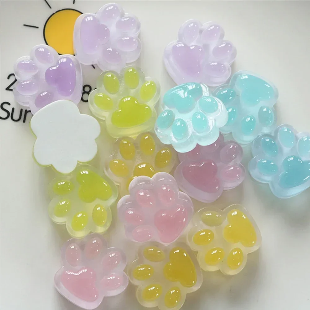10PCS 26x25mm Transparent Paw Miniature Flat Back Resin Cabochons For Hairpin Scrapbooking DIY Home Decor Craft Accessories