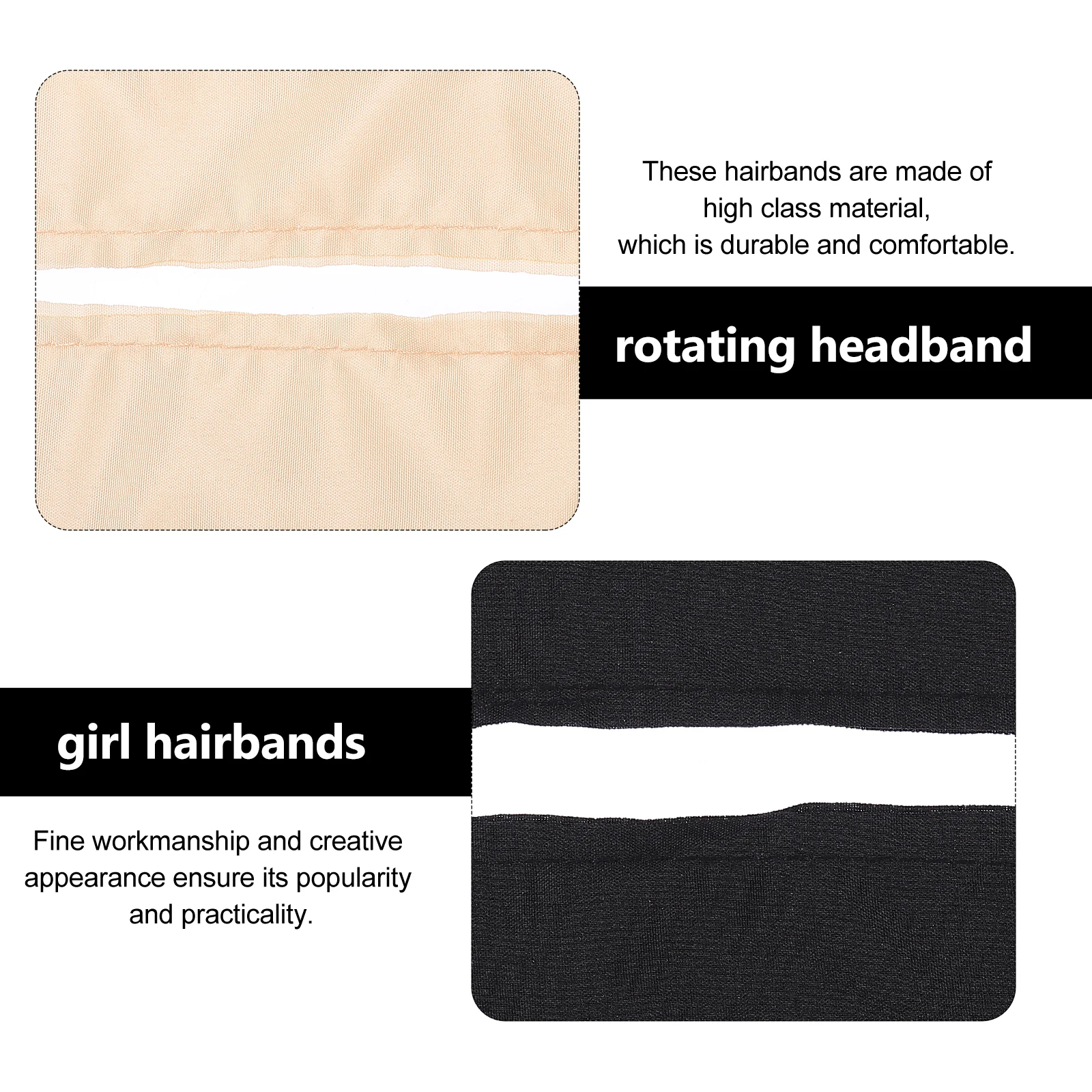 

2pcs Hair Styling Twist Bands Elastic Headbands Women Cloth Black Beige Accessories Rotating Bowknot Haircut Holder Woman