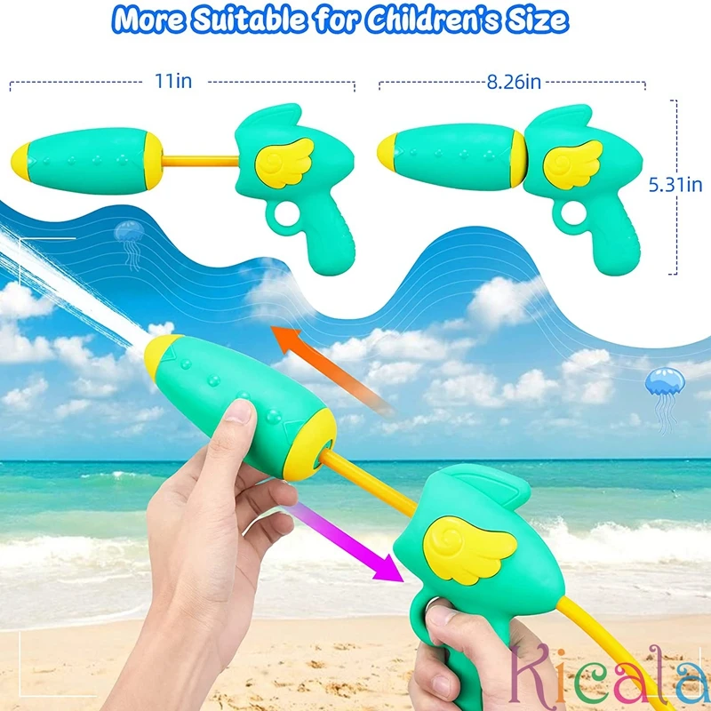 Large Pull-out Children\'s Backpack Water Gun Toy Swimming Pool Beach Kawaii Cartoon Animals Summer Interactive Water Toys Gun