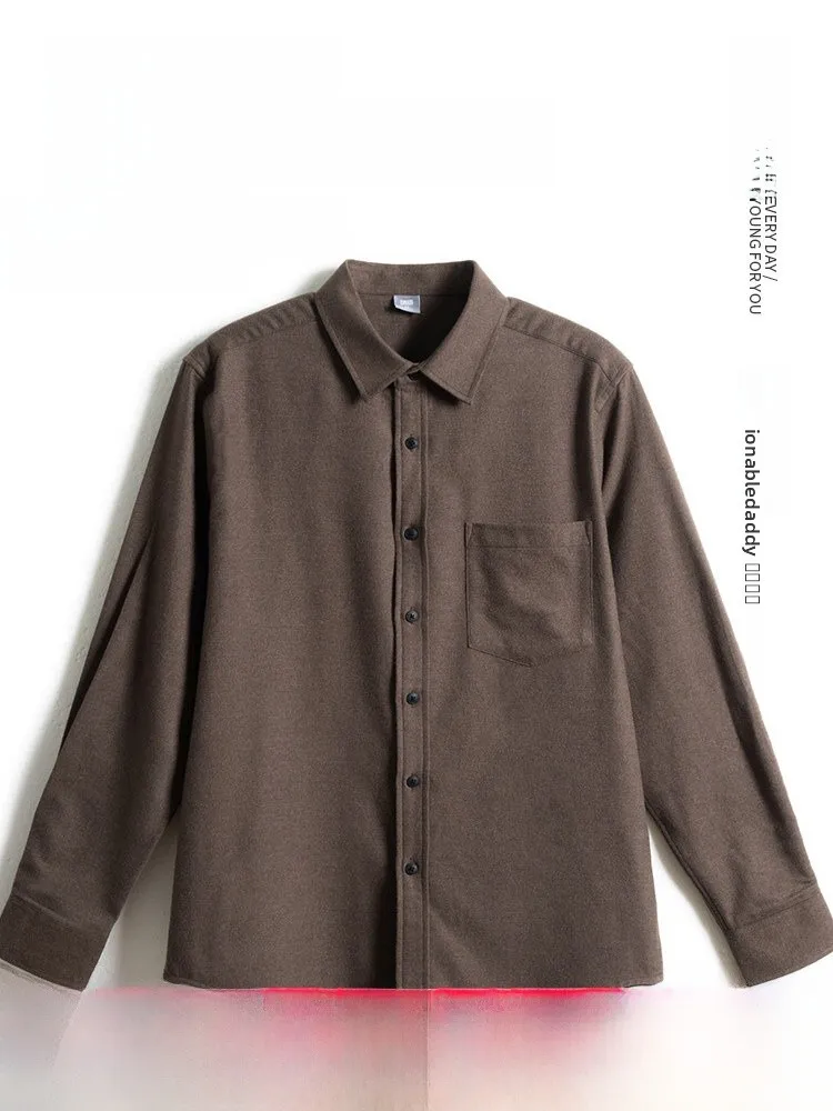 

Двусторонняя фланелевая рубашка свободного кроя для мужчин, модная городская одежда в стиле кэжуал, весна-осень, удобная одежда для отцов, хлопок, полиэстер...