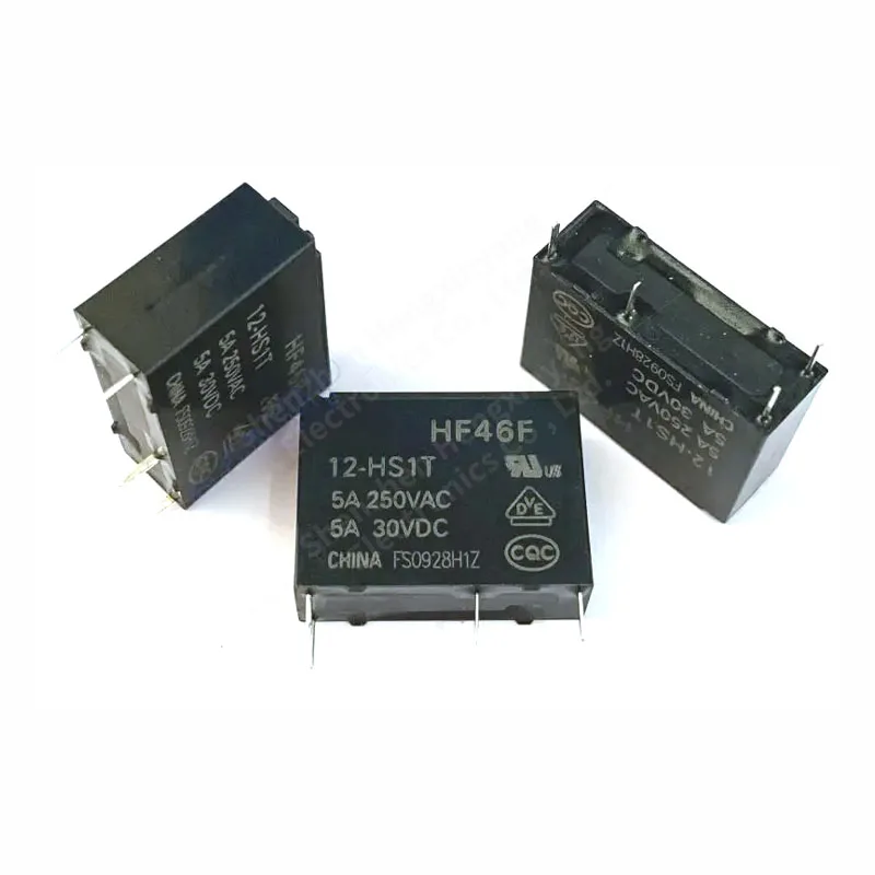 20PCS/Lot power relay HF46F -G- 5/12/24 -HS1 -HS1T 7A 5A 4Pin 250VAC 30VDC DC5V 12V 24V Relays HF46F-12-HS1 1H