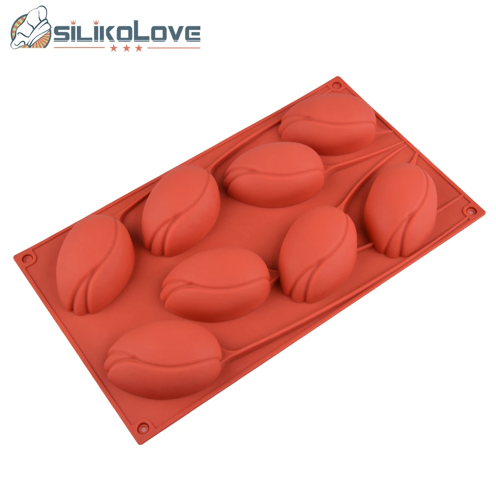 SILIKOLOVE 8 Cavity Tulip Cake Decorating Mold Silicone Mold for Baking Mousse Cakes Bakeware Tools