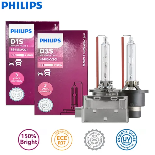 Philips XENON D1S D2S D3S X-treme Vision Plus Gen2 4800K + 150% blanco brillante HID lámpara Original para coche Alemania Auto Light XV2, 1x