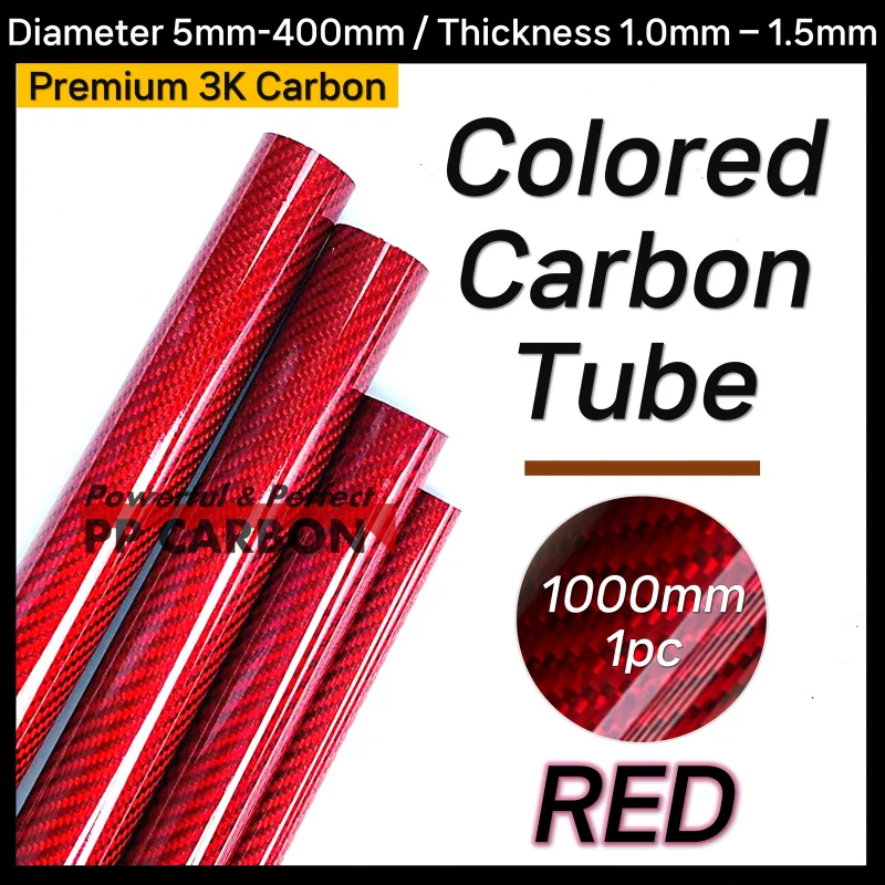 2pcs/lot 500MM Carbon Fiber Tube for RC Airplane Parts All Size OD 6-30mm Red Colored Carbon Pipe for DIY Drone Accessories