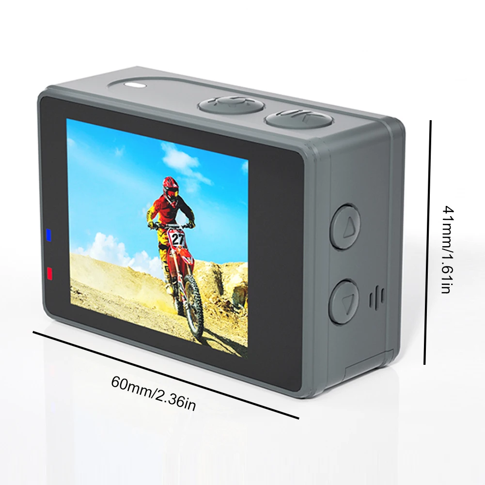 Cámara de pantalla dual 1080P 30FPS Cámara de grabación 120 grabadora de vídeo de ejercicio gran angular con kit de accesorios