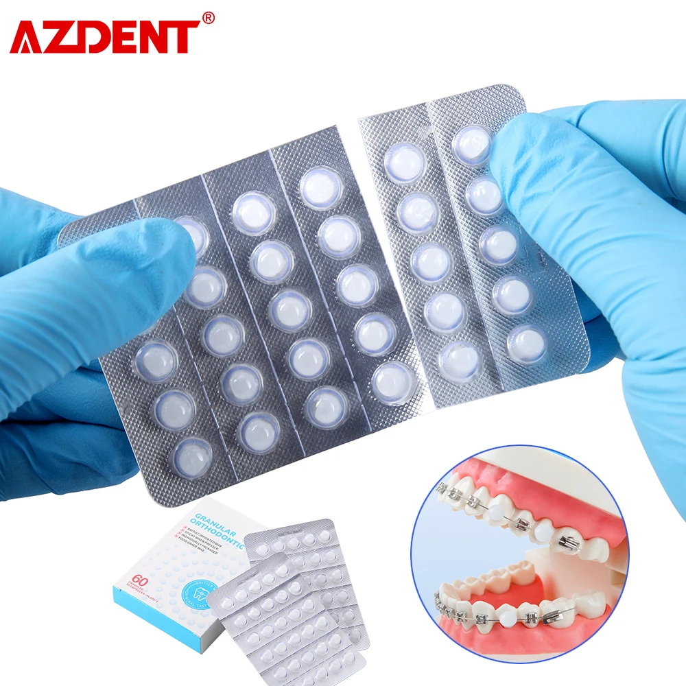 

AZDENT 60pcs/Box Granular Orthodontic Protective Wax for Braces Wax Individual Hygienic Packaging Clear dental Wax Dots Portable
