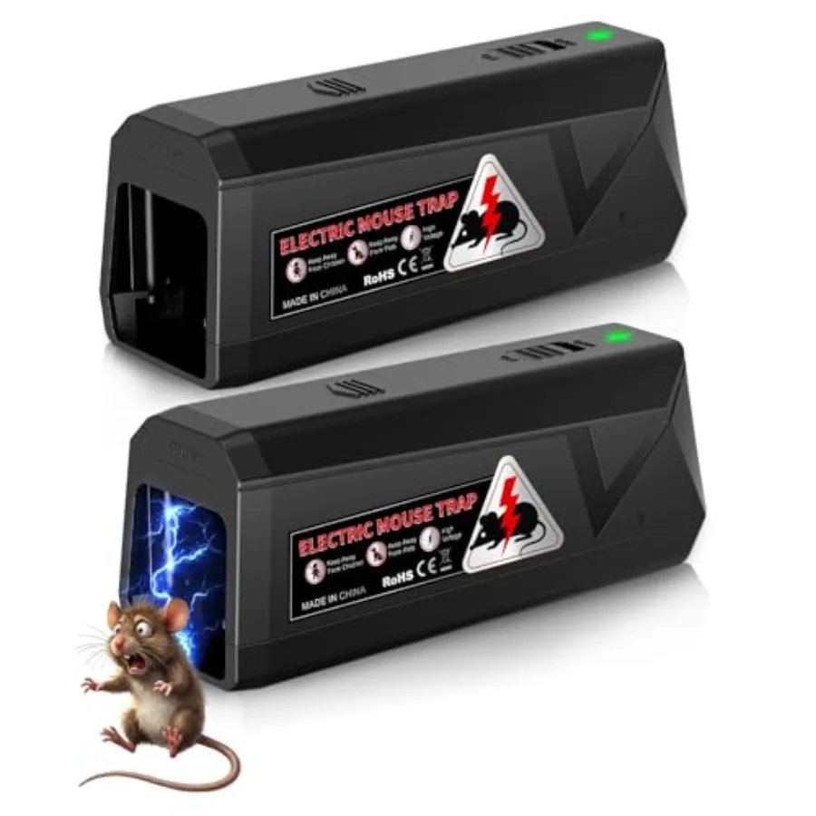 

Indoor electric mouse traps for home use: reusable no-touch electronic zapper in black with high-voltage kill efficiency for li