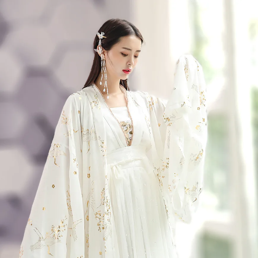 

Chinese Hanfu performance costume dance costume women's long skirt White