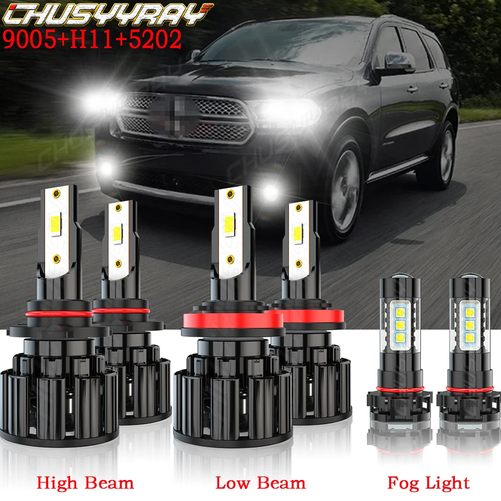 

CHUSYYRAY Compatible For Dodge Durango 2011-2013 Led Bulbs 6x 9005 H11 High&Low Beam 5202 Fog Light Bulbs Combo Car accsesories