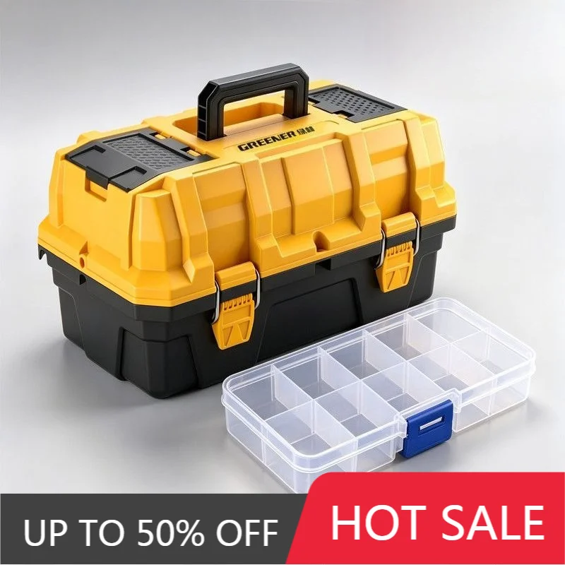 3 Layer Tool Case Foldable Hardware Storage Box Portable Electrician Tools Organizer Suitcase Large Capacity Partition Toolbox