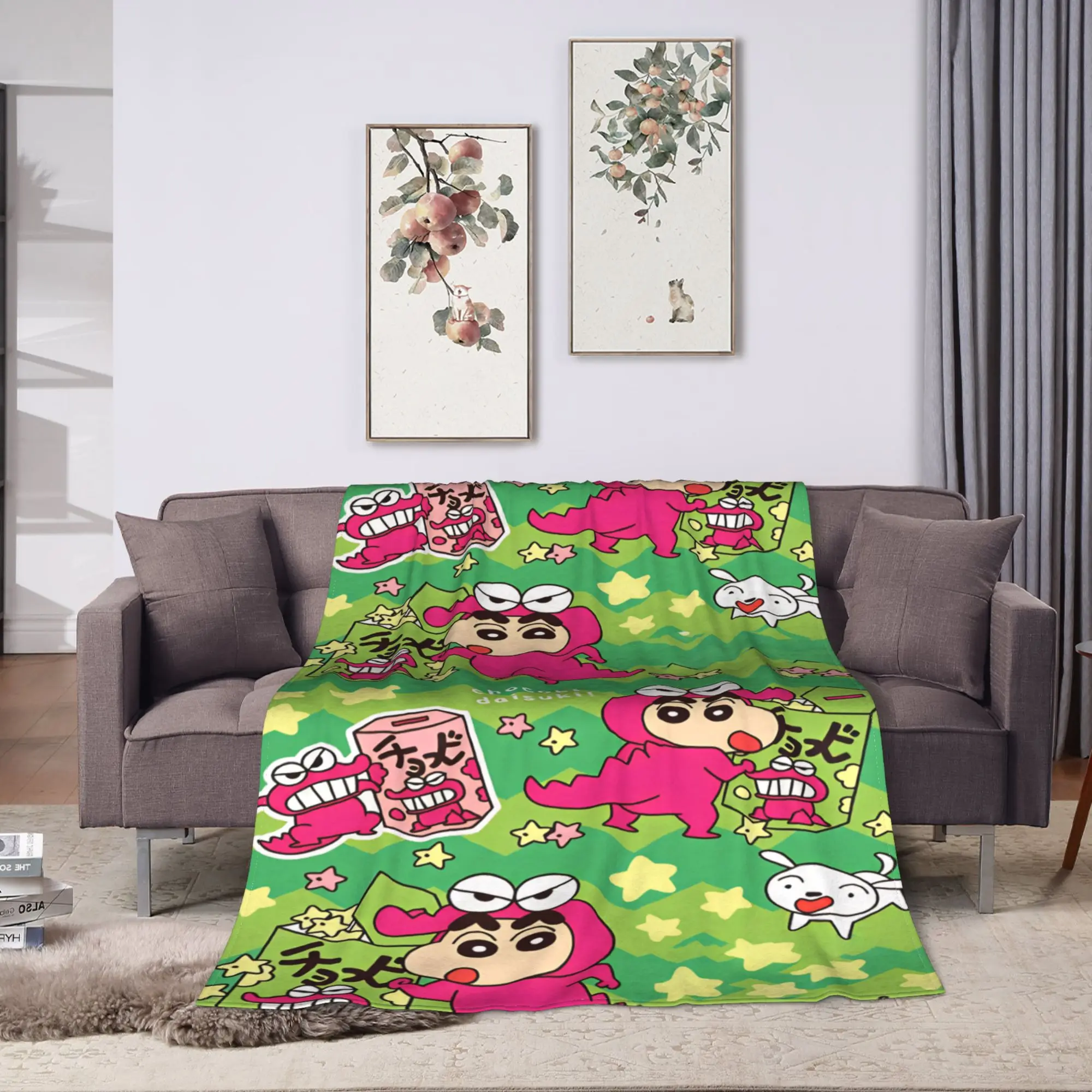 Crayon Shin-chan  Flannel Blanket  Warm Soft Throw Blanket for Living Room Travel Office Novelty Bedspread Sofa Bed Cover