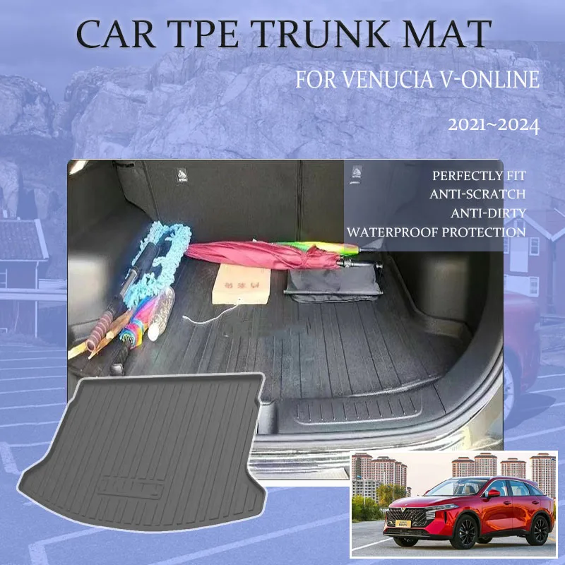 

TPE Car Boot Mat For Dongfeng Nissan Venucia V-Online 2021~2024 Tray Carpet Mud Rear Trunk Storage Pad 2023 Rug Auto Accessories