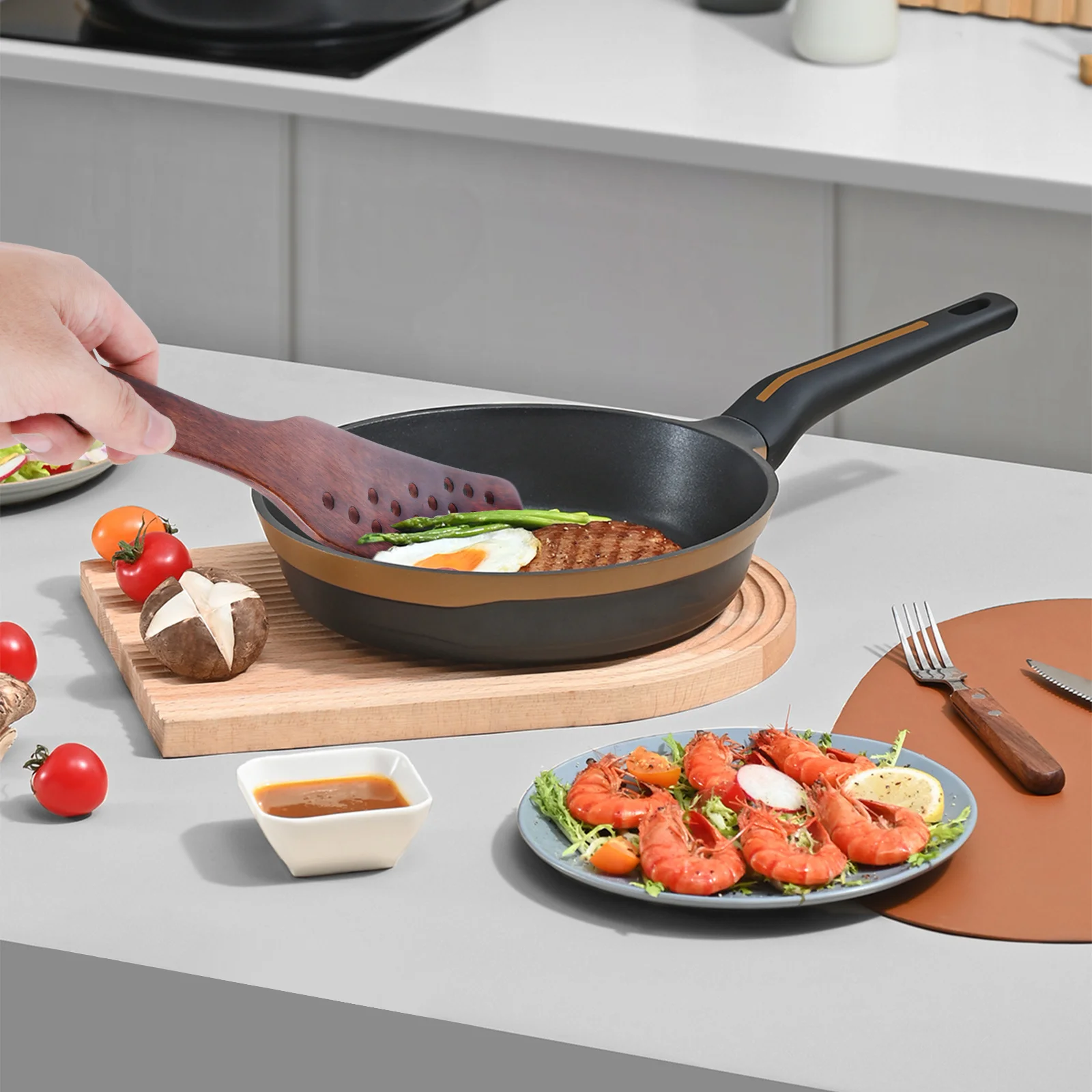 

2pcs Wooden Spatula For Cooking Pure Solid Wood Turner Smooth Polished Non Stick Kitchen Spatula Wood Cooking Shovel