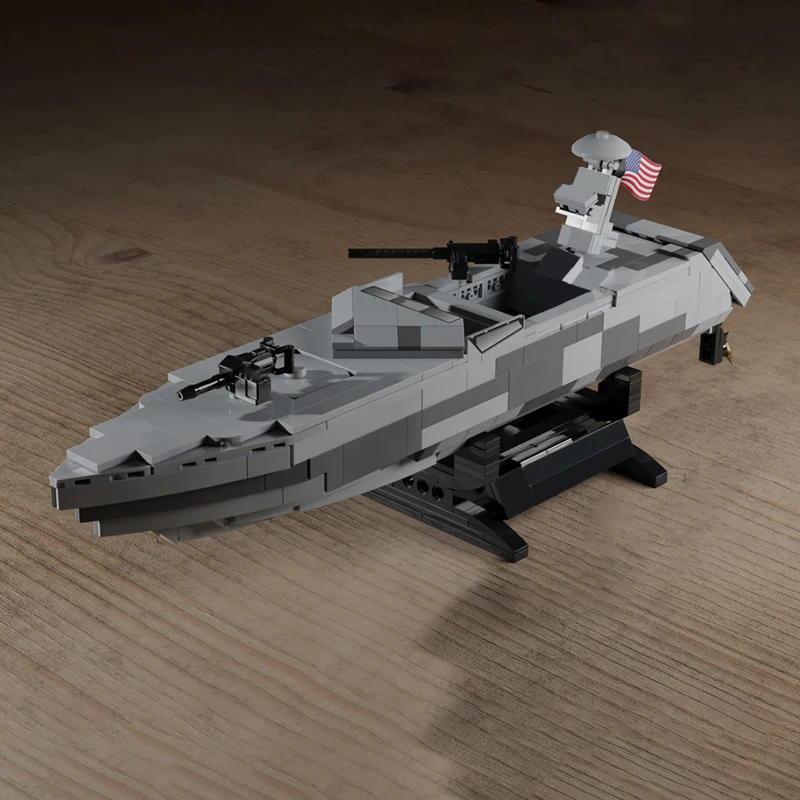Military Combatant Craft Model MOC Building Bricks War Equipment Modular Technology Gifts Holiday Assemble Children Toys Suit