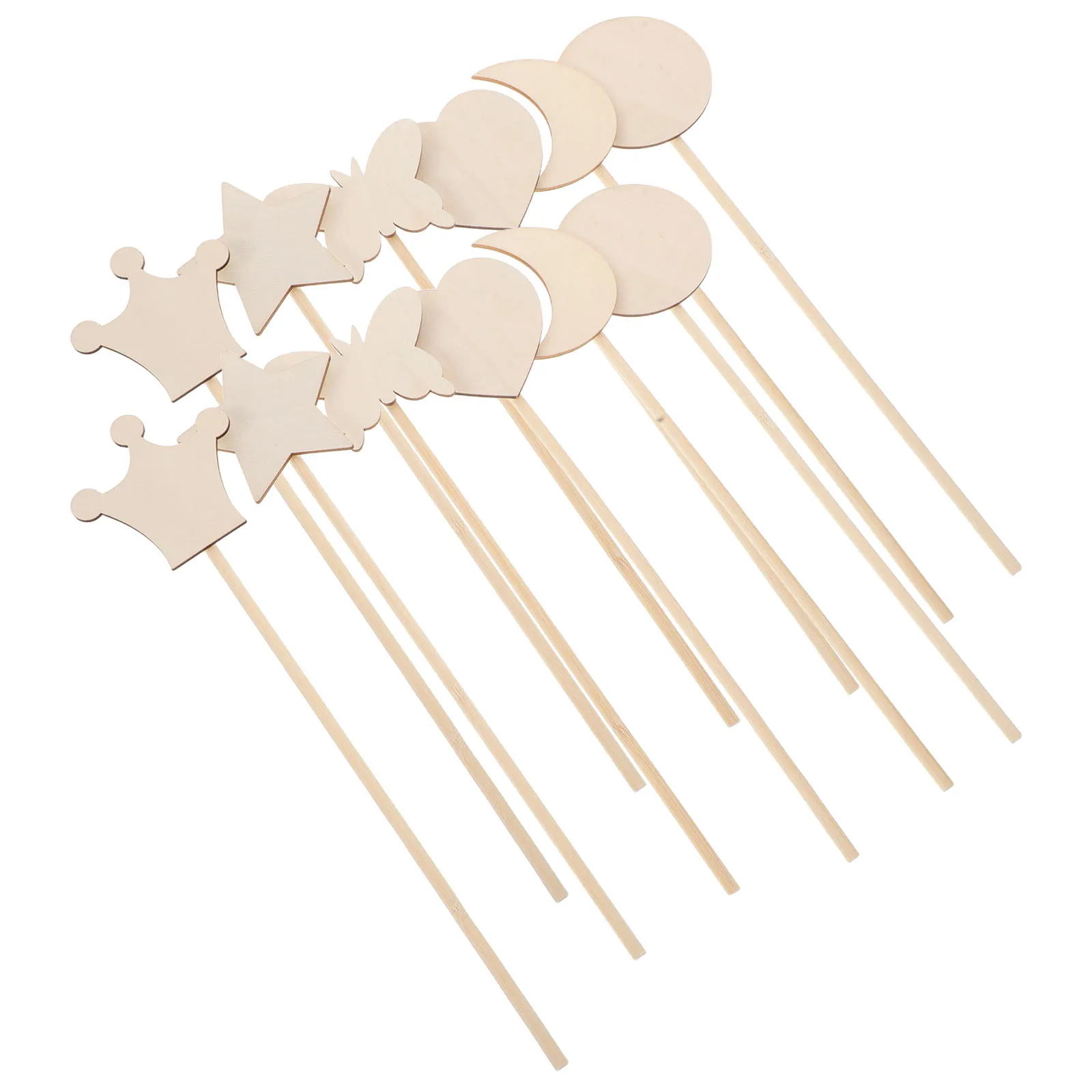 

12 Pcs Wooden Wand Diy Crafts Beige Blank Fairy Princess Rods Child Wood Unfinished Decorations Toddler Kits