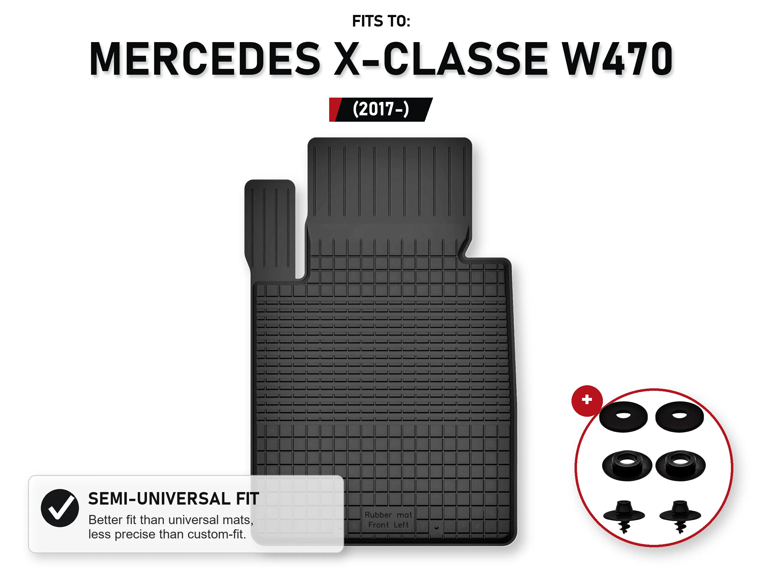 Bestuurdersmat voor: Mercedes X-Klasse W470 2017- Pick-up met stoppers
