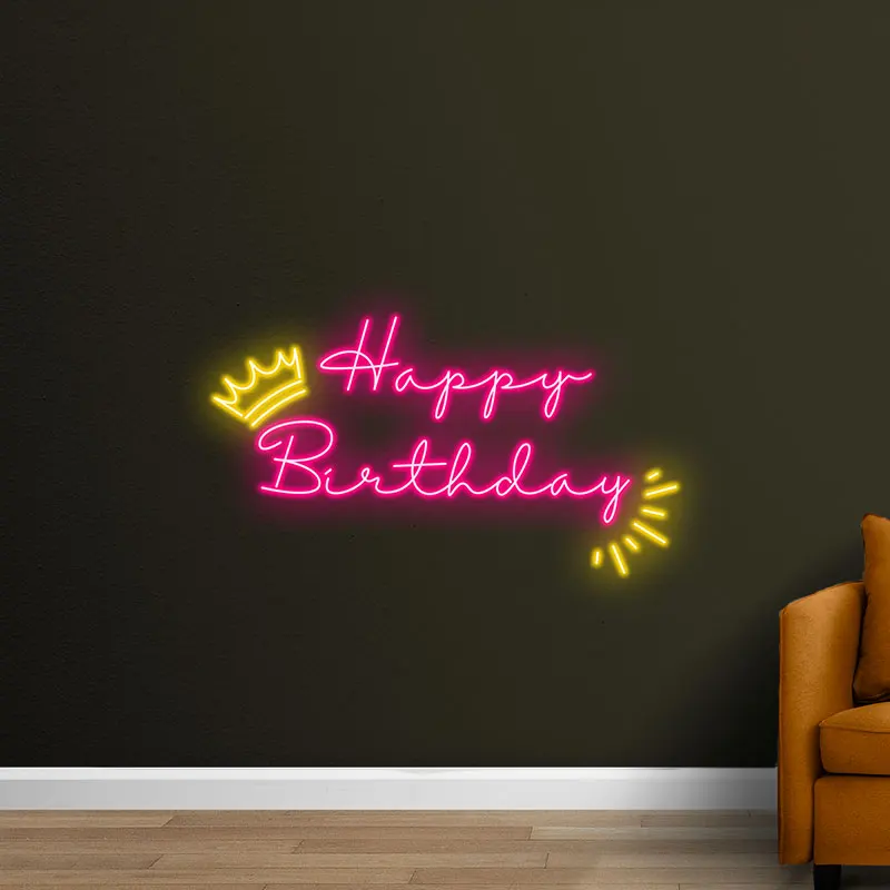 Toysign Neon Sign, Crown Birthday Neon Sign, Bright 