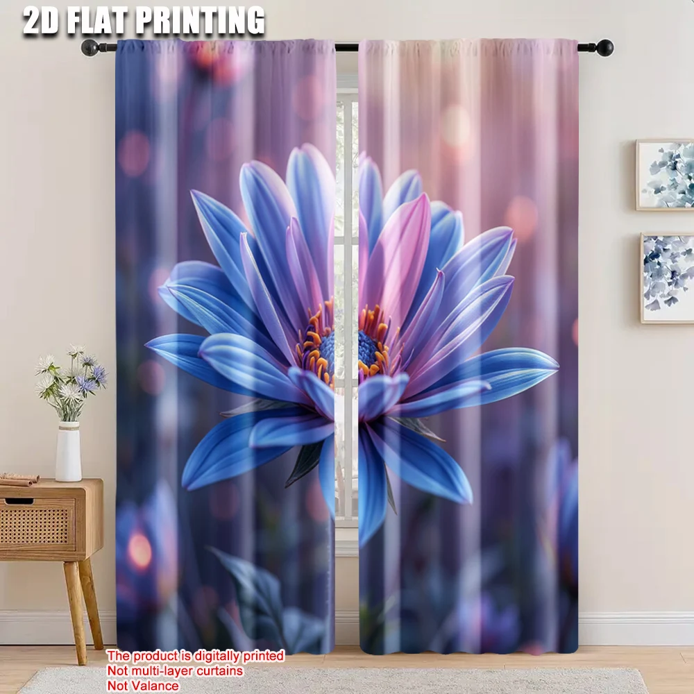 

2pcs, 2D flat printing Drapes one flower Polyester,Without Electricity Family Party Use for room decor aesthetic