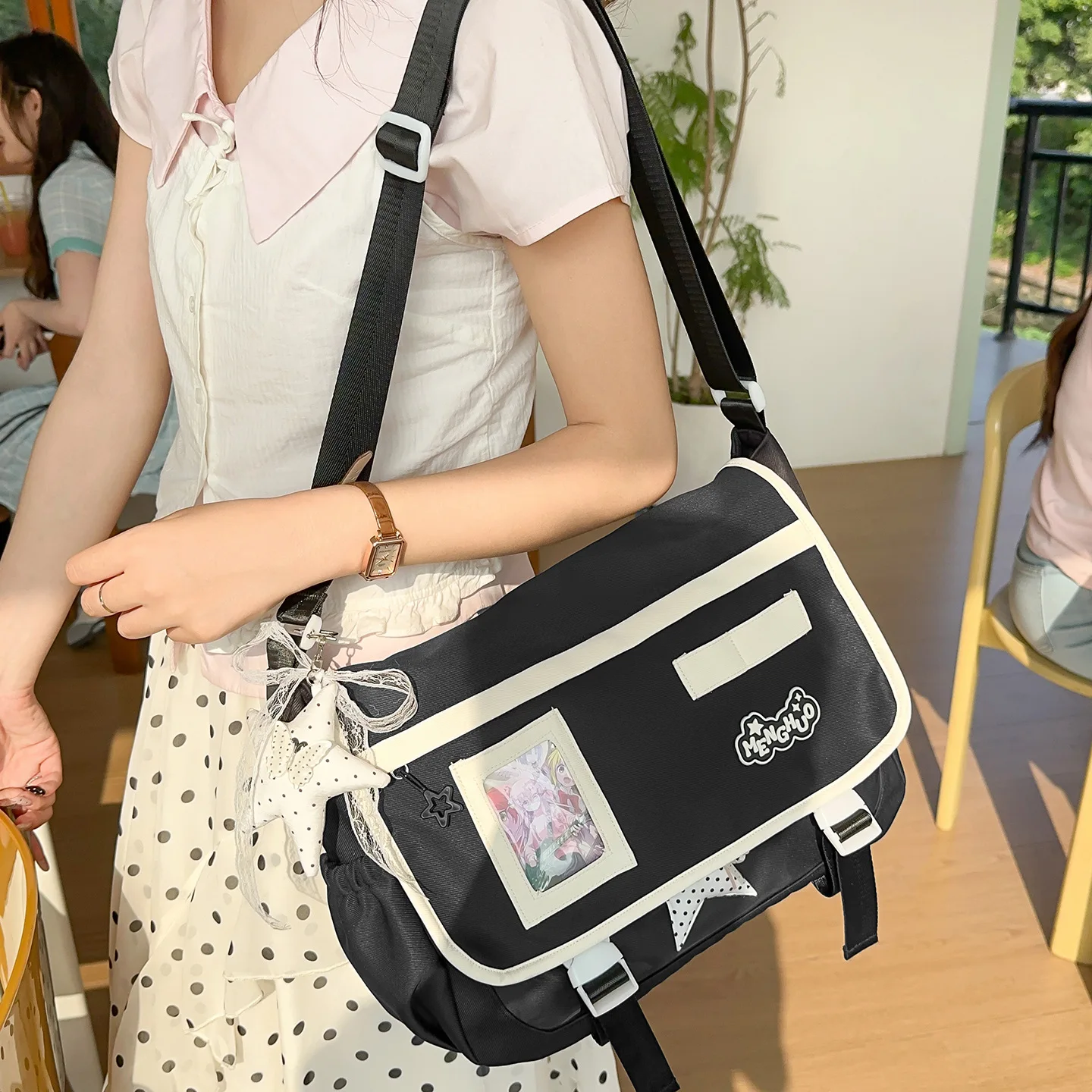 

New Harajuku Sweet and Cute Kawaii Ulzzang Ita Bag Preppy Style Casual Splicing Women's Crossbody Bag JK Uniform Shoulder Bag