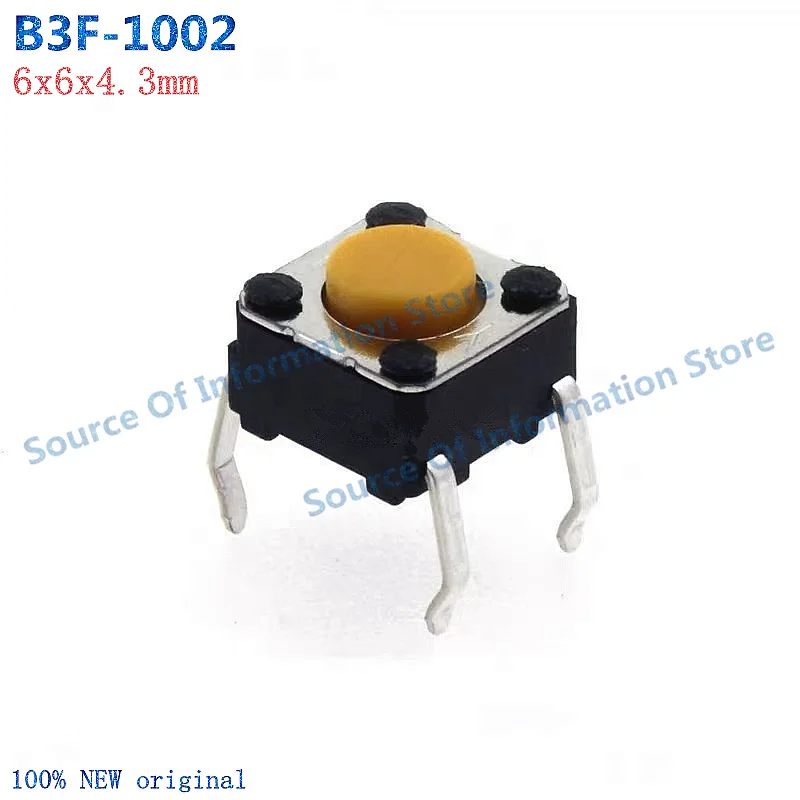 

100Pcs B3F-1002 Tactile Switch 6x6x4.3mm 4Pin for Keyboards And Gaming Hardware