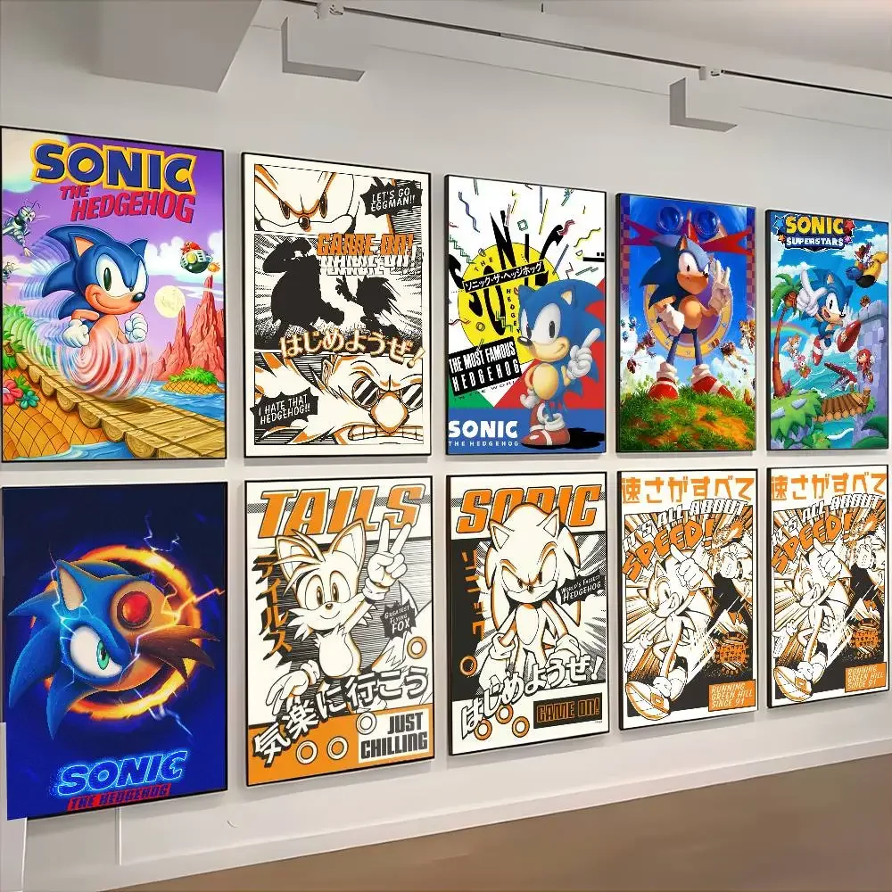 Sonic the Hedgehog HD Poster Art  Waterproof Wall Sticker for Home Living Room Bedroom Aesthetic Decoration