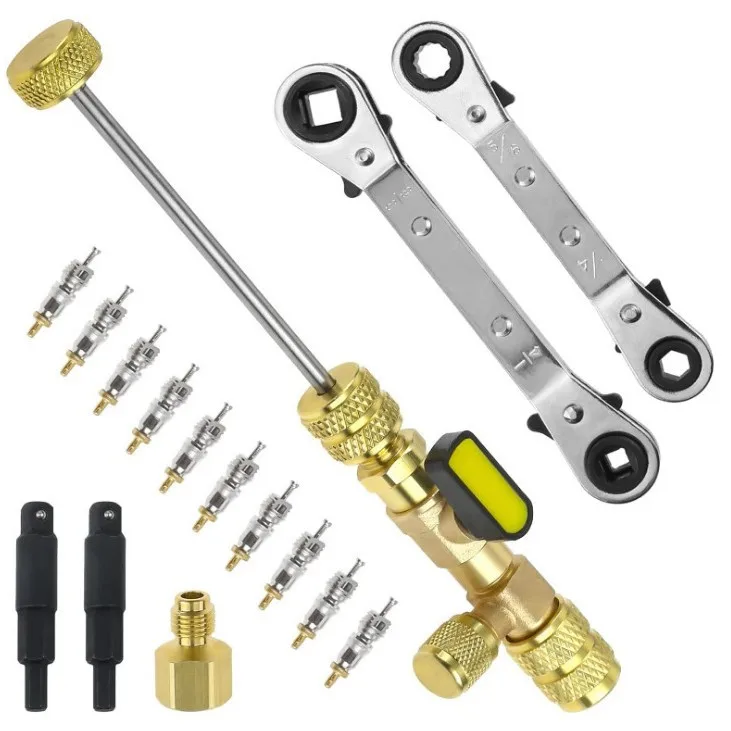 Maintenance Wrench, Double Head Square Ratchet Air Conditioning Valve Quick Removal Set