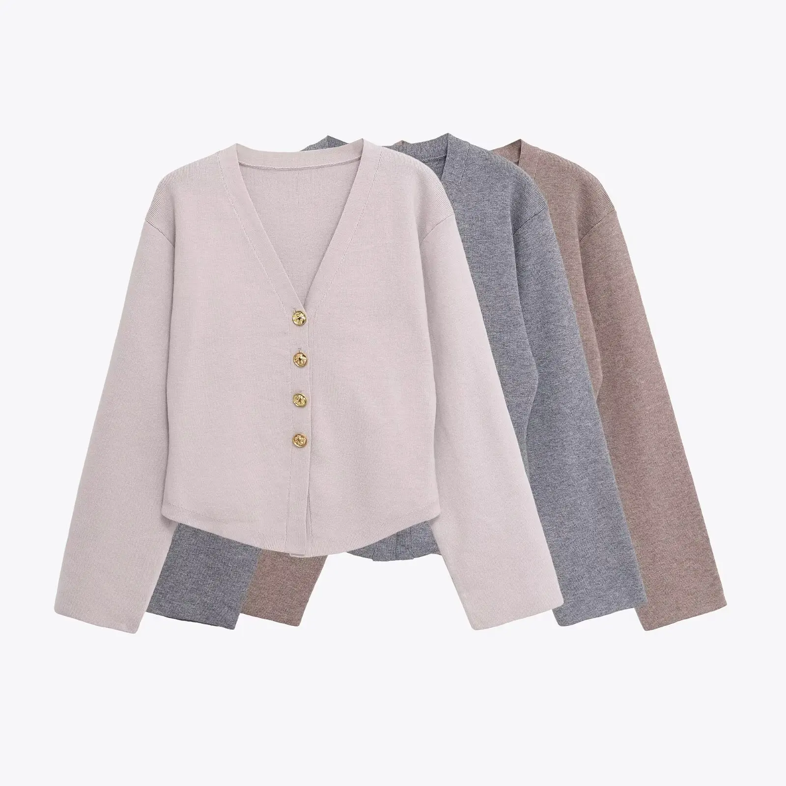 

Casual Knitted Top Women Solid V-neck Full Sleeve Button Jacket Elegant Knitted Shirt Women Slim Button Cardigan