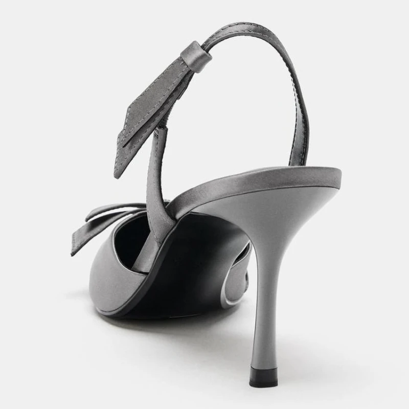 أنيقة عالية الكعب للنساء Bowknot مزين مثير أشار تو عارية الذراعين كعب صندل فاخر فستان الحفلات مضخات Zapatos De Mujer #6