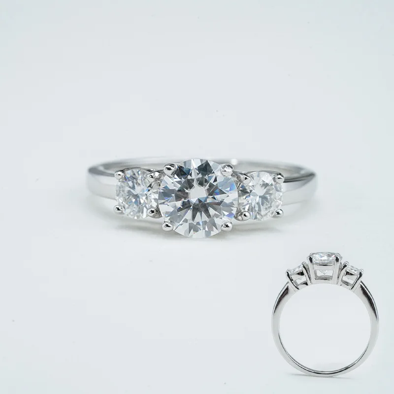 GRA 2Ct 4Ct Real Moissanite Diamond Round Ring For Women 925 Sterling Silver Party Anniversary High Quality Fine Luxury Jewelry