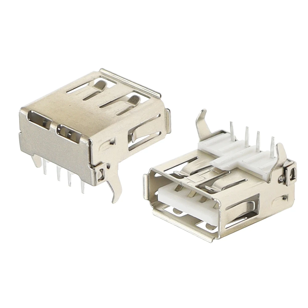 Type-A Interface AF 90-degree A Female USB Connector, 13.7 Bent Pin, Type-A Female USB Socket with Rolled Edge