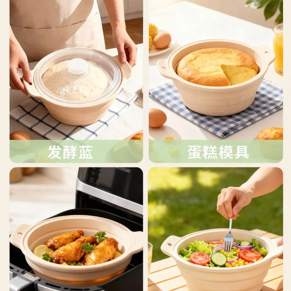 Silicone Steamer Pot Folding Soup Cooker Multi Functional Kitchenware Food Grade Microwave Oven Air Fryer Safe Camping