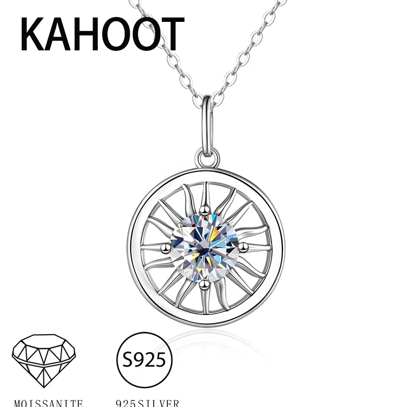 

Солнцезащитное ожерелье из серебра 925 пробы с 1 каратным муассанитом, круглое простое мужское и женское ожерелье на ключицу для пар