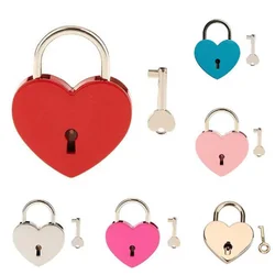 Zinc Alloy 45*59*8mm Heart Style Padlock Large Anti-Theft Padlock with Key Lock Travel Jewelry Box Diary Suitcase Wardrobe Lock