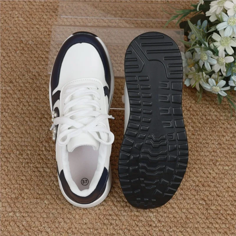 Summer autumn new  trade large size women\'s thick soled casual sports shoes front lace-up style casual comfort sneakers C1433