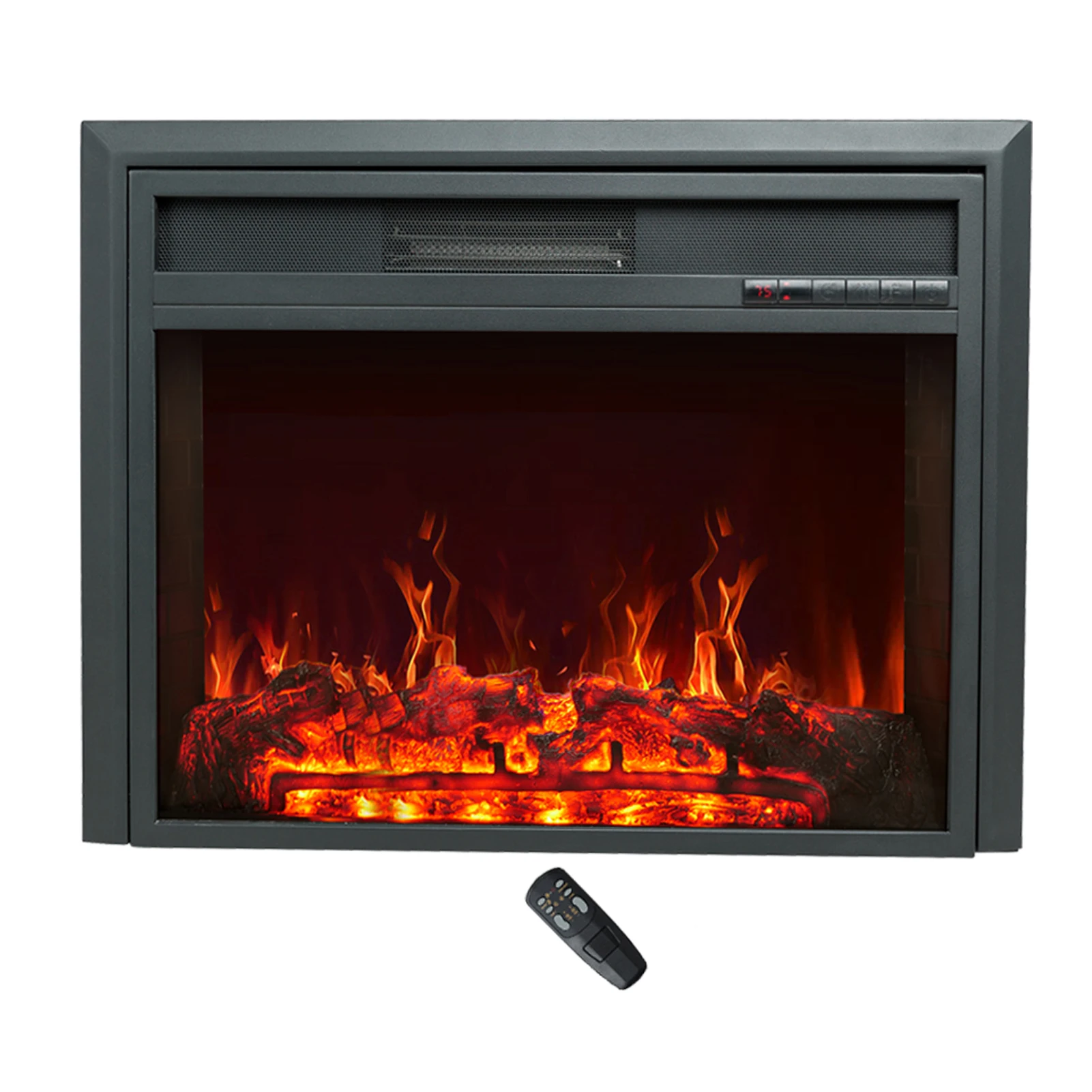 28 Inch Wide Electric Fireplace Insert, Portable Freestanding Heater with Remote and Thermostat