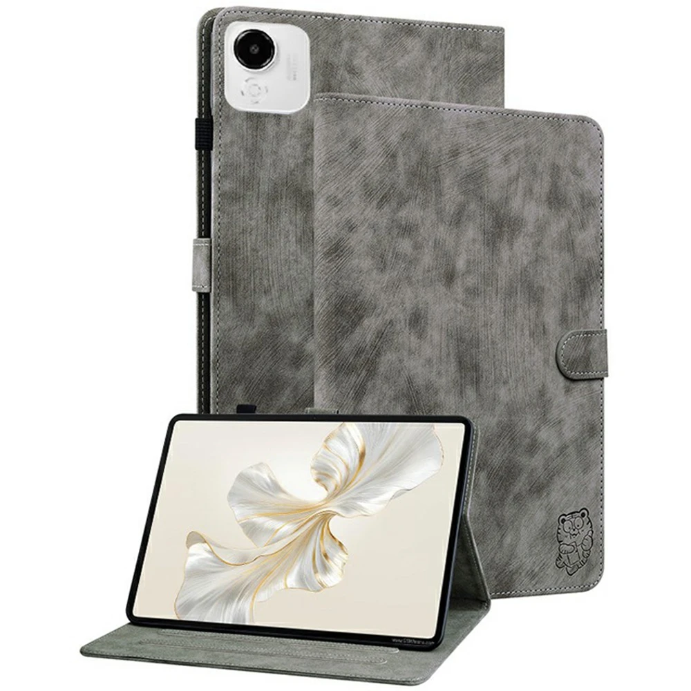 

Чехол для Honor Pad X9a Tiger Imprint, чехол для планшета из искусственной кожи с защитой от царапин - серый